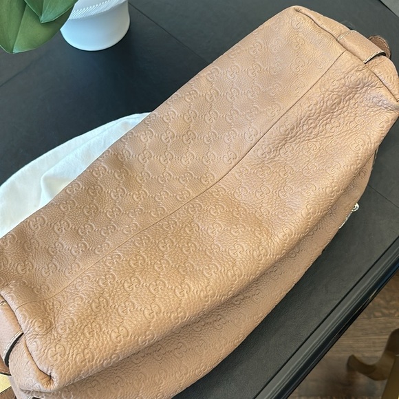 GUCCI Antique Rose Guccissima Leather Bamboo Bar Medium Tote Bag - Picture 14 of 15